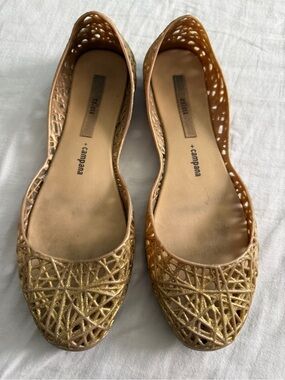 Gold Jelly Flats Melissa by Campana sz 7